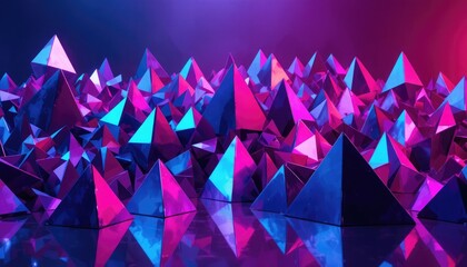 Geometric Crystal Landscape Neon Pink Blue Light abstract