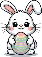 Obraz premium Cute Easter Bunny Holding Egg
