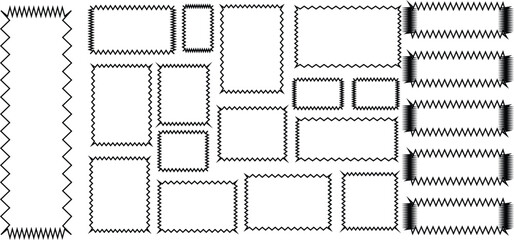 **Decorative Zigzag Border and Frame Set &ndash; Hand-Drawn Dotted Outline Vector Collection**
