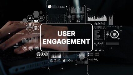 Digital User Engagement Analytics Concept with Business Graphs and Data Visualizations for Enhanced Decision-Making Strategy. Asymptotic smart data analytic.