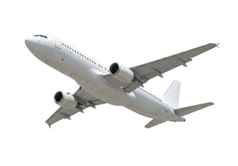 Obraz premium Commercial airliner in flight isolated on transparent background