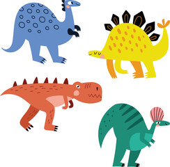 Vector set of four dinosaurs