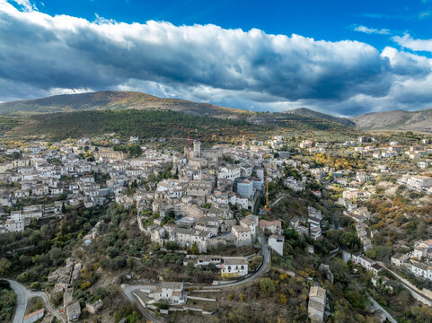 Capestrano: Medieval Piccolomini Castle with its Merlons, Courtyards and Stone Architecture in Abruzzo