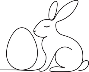 Obraz premium Easter Rabbit With Egg Outline