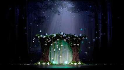 Enchanted Forest Wedding Magical woodland stage with glowing archway