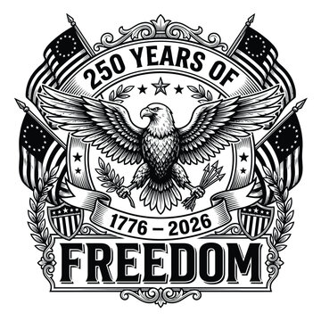 250 Years of American Freedom Vintage Eagle Engraving 1776&ndash;2026