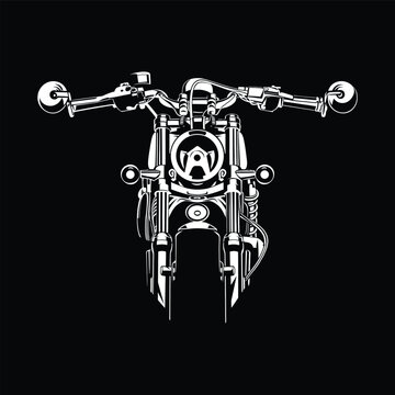 Compact Modern Retro Cruiser Round Headlight Motorcycle Vector Illustration