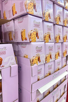 Bauli panettone on sale in the supermarket. Udine, Italy. January 21, 2026