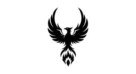 Obraz premium Black phoenix symbol on white background
