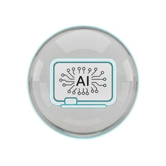 Artificial intelligence circuit board icon on transparent background