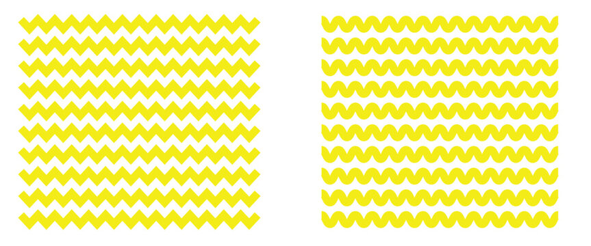 Horizontal parallel yellow zig zag line background ideal for roads indicate, parking. Vector illustration.