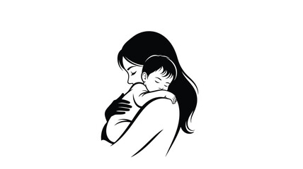 a mother tenderly cradling her baby in a comforting embrace silhouette