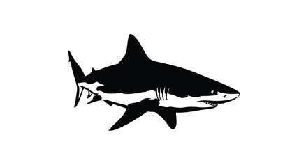 Fototapeta premium a striking black silhouette of a great white shark swimming gracefully