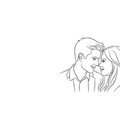 Valentine's Days Romantic Couple Sketch in Close Embrace