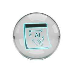 Artificial intelligence circuit board icon on transparent background