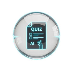 Glowing quiz icon with circuit details on transparent background