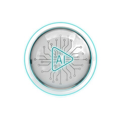 Artificial intelligence play button icon on transparent background