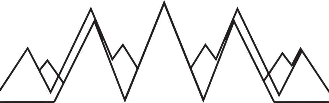 Abstract black and white illustration of a jagged mountain range design