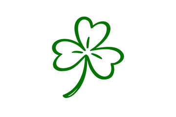 Three leaf clover or shamrock green vector icon isolated on transparent background