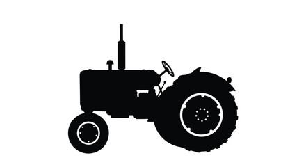 Obraz premium A simple black silhouette illustration of a classic vintage farm tractor
