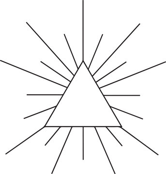 A simple line drawing depicts a triangle with radiating lines extending outwards