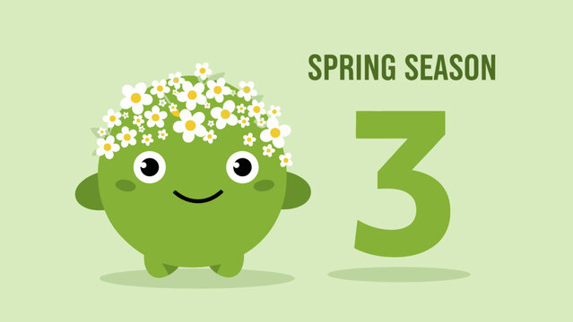 Cartoon Character with Flowers on Head Spring.