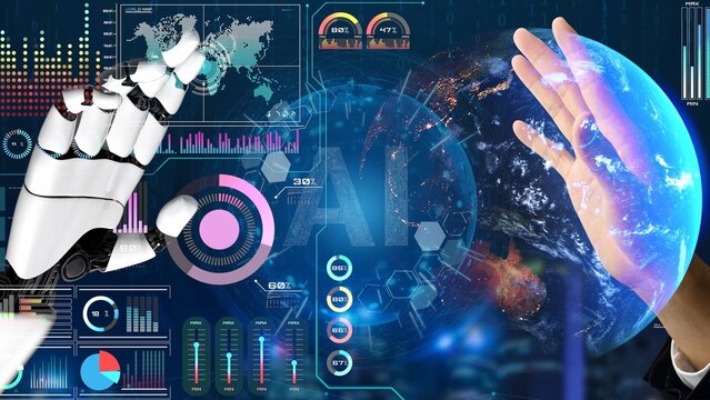 AI-powered global network interface enabling real-time data interaction, virtual assistant support, and artificial intelligence-driven internet communication insights. Thunk - Powered by Adobe