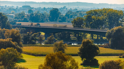 Summer landscape view at Winzer, Danube, Deggendorf, Bavaria, Germany
