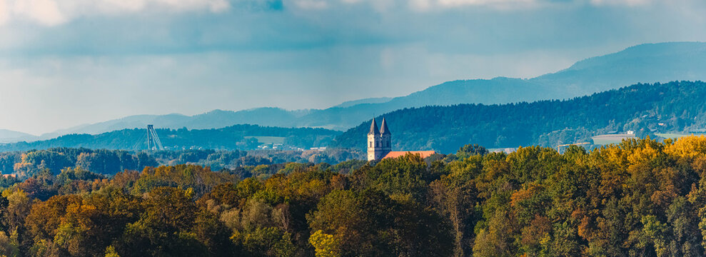 Summer landscape view at Winzer, Danube, Deggendorf, Bavaria, Germany