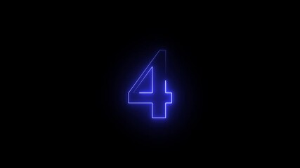 glowing Neon 4 number educational mathematics text icon animation . a dynamic motion and glowing neon number countdown icon ... - Powered by Adobe