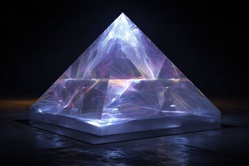 alien pyramid with shifting surfaces and holographic projections