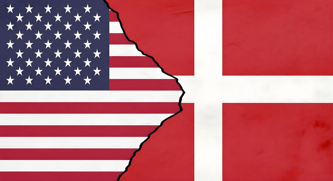 American and Danish flags merged in a symbolic representation of unity and cultural exchange between nations 203