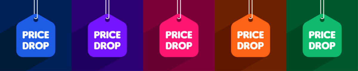 Price Drop Sale Tag With Modern Flat Design