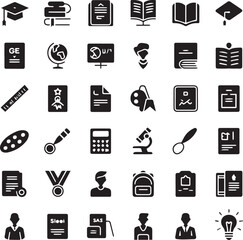 Modern E-Learning and School Management Icons - Vector Textbook, Calendar, and Online Classroom Administration Symbols