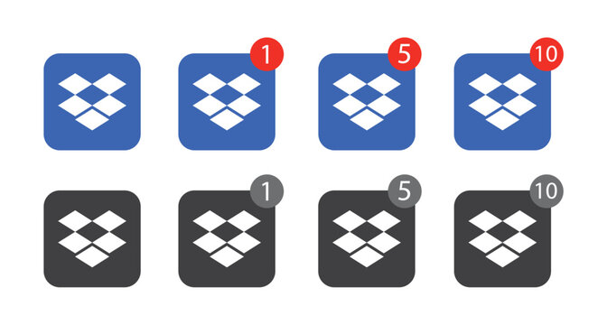 Dropbox App Logo with Notification Badges, Editorial Use Only