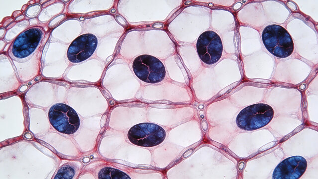  Microscopic view of squamous epithelial cells.