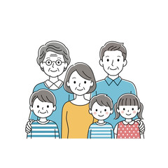 Happy Intergenerational Family Portrait: Grandparents, Parents, and Children