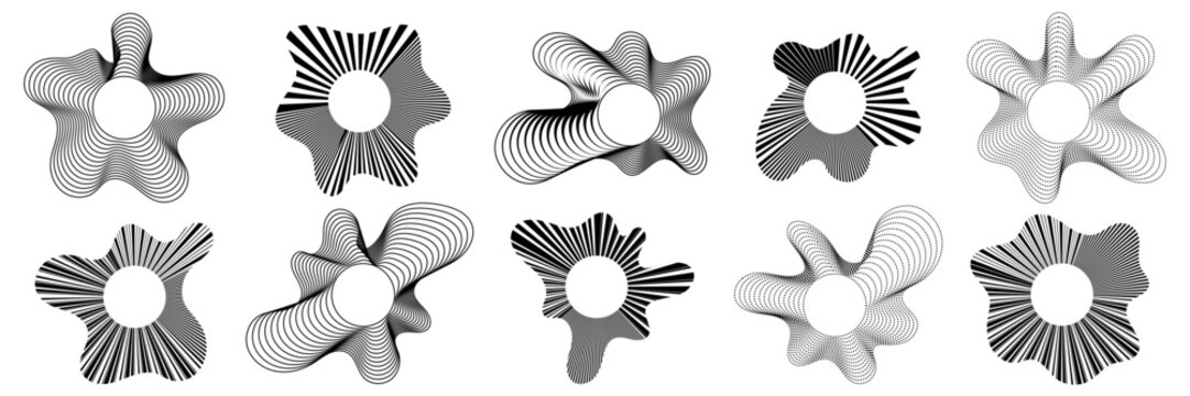 Hypnotic concentric rings spread outward like soundwaves, featuring gradient halftone dots and geometric precision for striking visual impact.