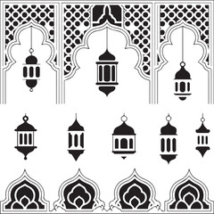 Obraz premium Elegant Islamic Arch Border Collection - Minimalist Mosque Window Frames for Invitation and Web Design
