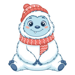 Adorable Little Abominable Snowman Sitting and Smiling