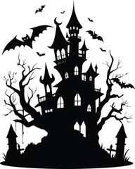 Fototapeta premium halloween background with haunted house