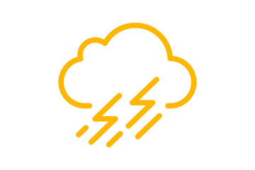 Yellow Lightning Cloud Icon for Thunderstorm and Severe Weather Warning isolated on transparent background storm rain thunder alert warning