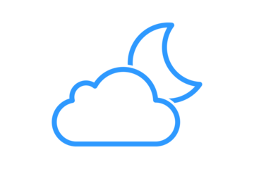 Blue Cloudy Night Icon with Moon and Cloud for Evening Weather isolated on transparent background cloudy overcast sky partly mist