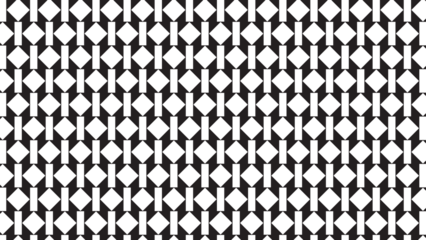 Black and white geometric blocks and diamonds pattern, abstract background, modern repeating design, minimalist graphic texture