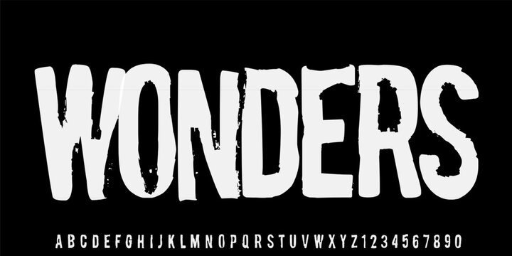 TheWonders Font, Spooky horror display font inspired by Halloween style. Perfect for scary posters, titles, games, and themed designs.vector illustration