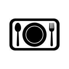 Restaurant Food Plate Icon &ndash; Dining Cutlery Meal Symbol Illustration