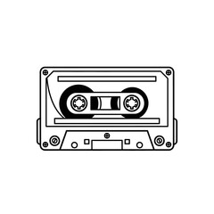 Vintage Cassette Tape Icon &ndash; Retro Audio Music Symbol Illustration