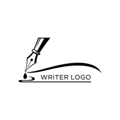 Writer Logo with Pen Nib &ndash; Creative Author Writing Brand Symbol