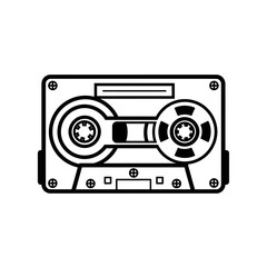Vintage Cassette Tape Icon &ndash; Retro Audio Music Symbol Illustration