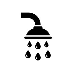 Shower Head Icon &ndash; Bathroom Water Spray Hygiene Symbol Illustration